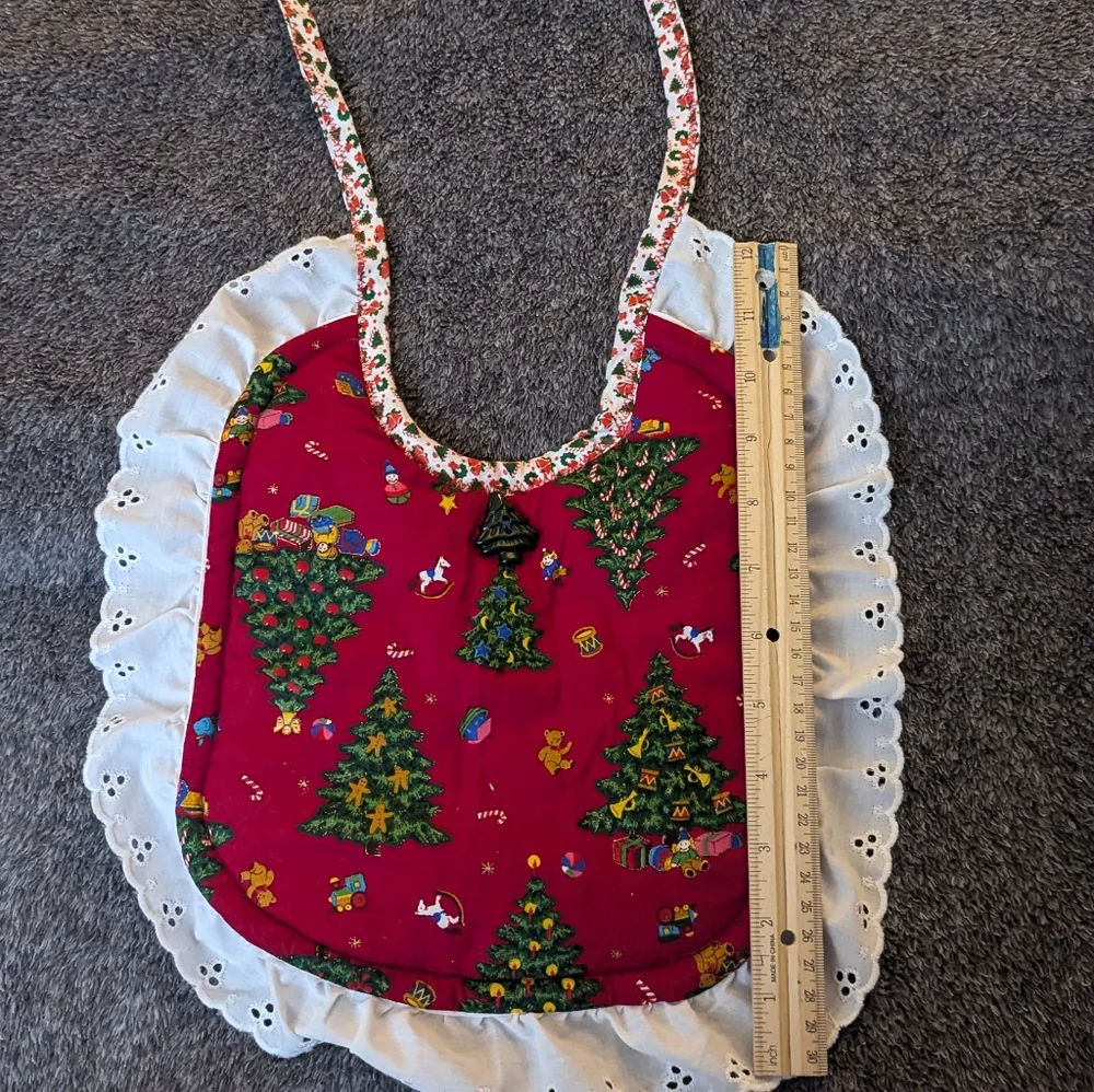 Christmas baby bib with white border